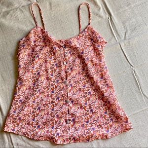 Vintage h.i.p. Retro Floral Ruffle Cami Strap Tank Y2K